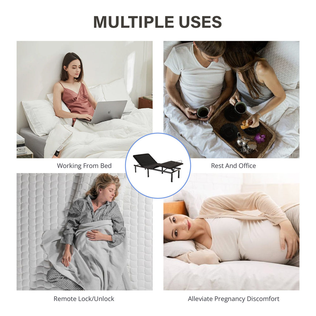 Zero Gravity Adjustable Bed Frame with Massage, USB, Underbed Light