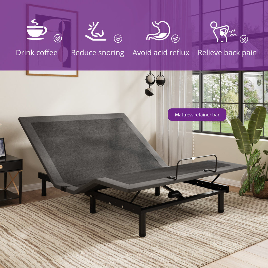 Zero Gravity Adjustable Bed With 12" Memory Foam Mattress, Wireless Remote Control