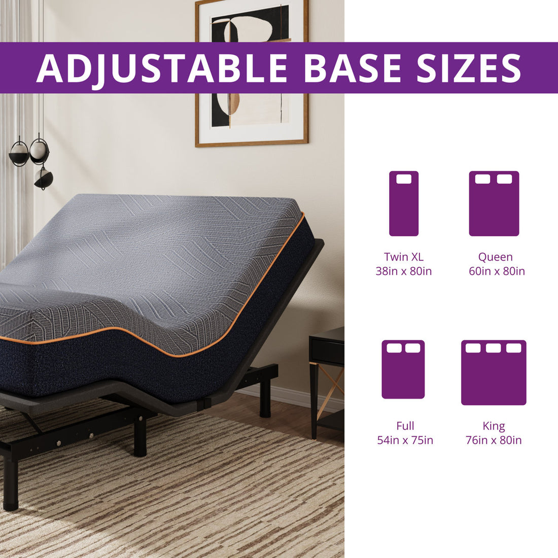 Zero Gravity Adjustable Bed With 12" Memory Foam Mattress, Wireless Remote Control