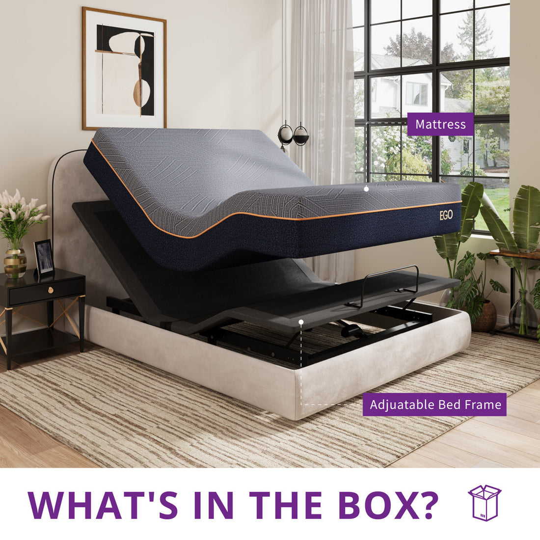 Zero Gravity Adjustable Bed With 12" Memory Foam Mattress, Wireless Remote Control