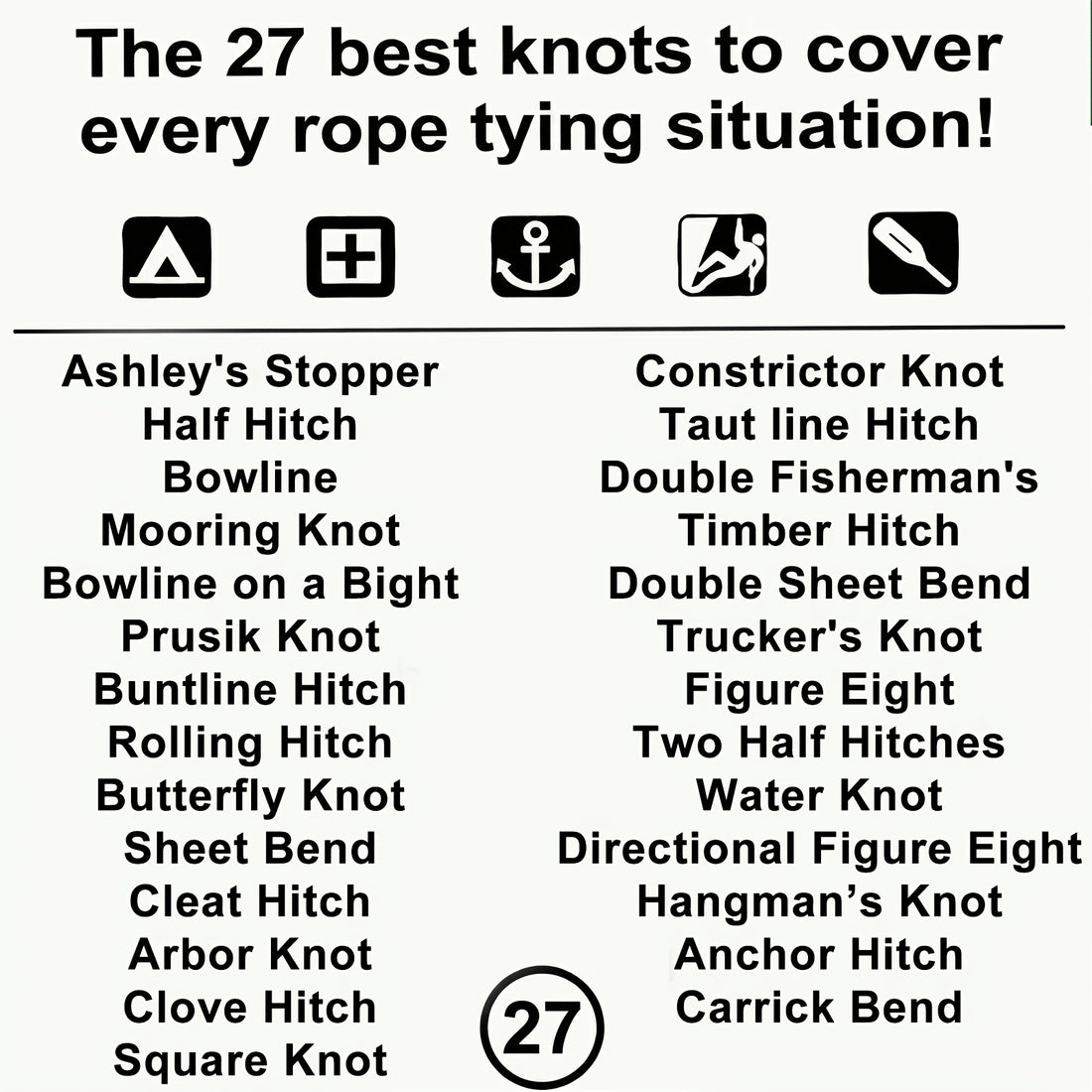 outdoor knots reference guide   27 essential knots