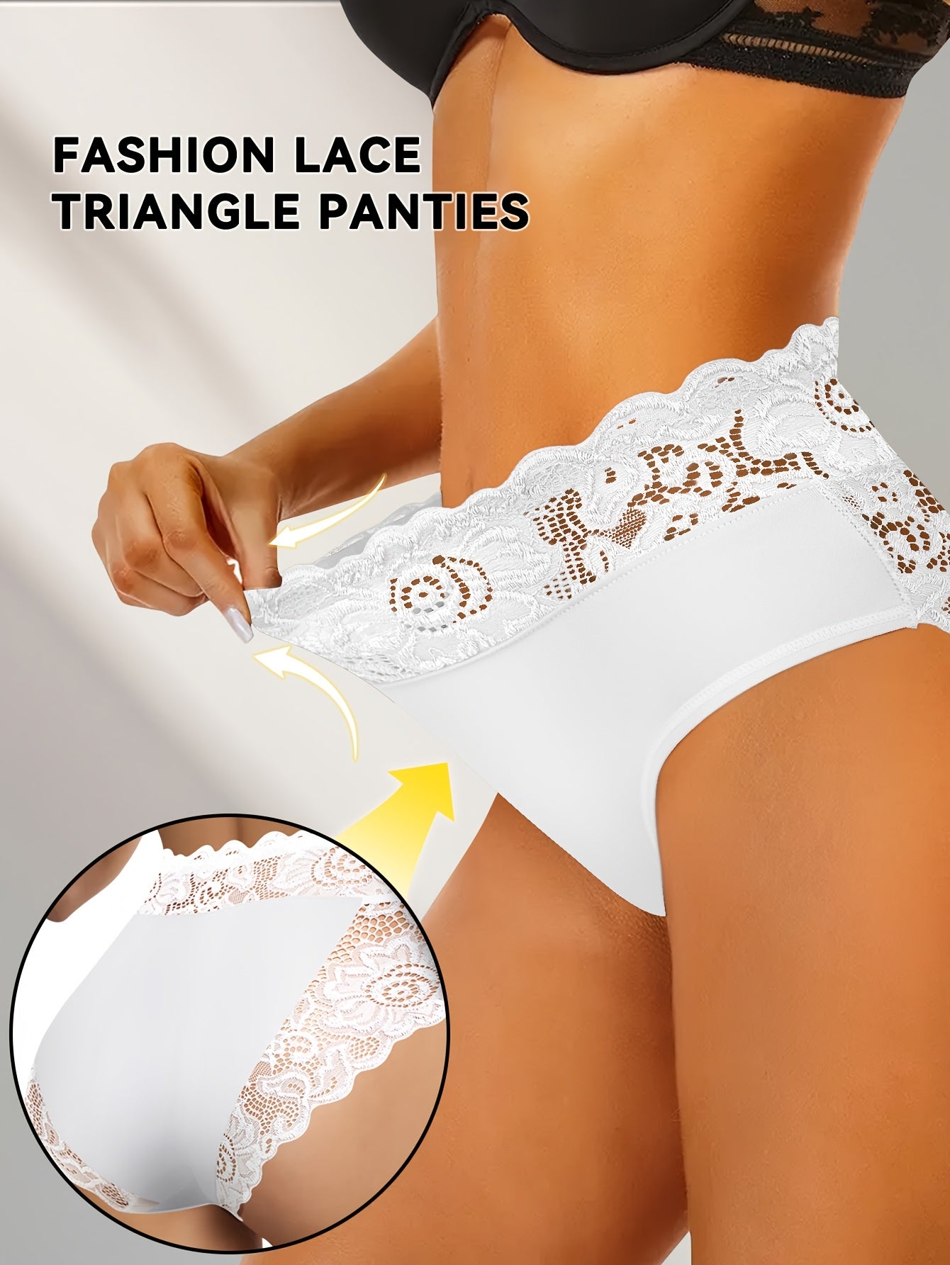 5pcs womens high waisted tummy control briefs elegant lace