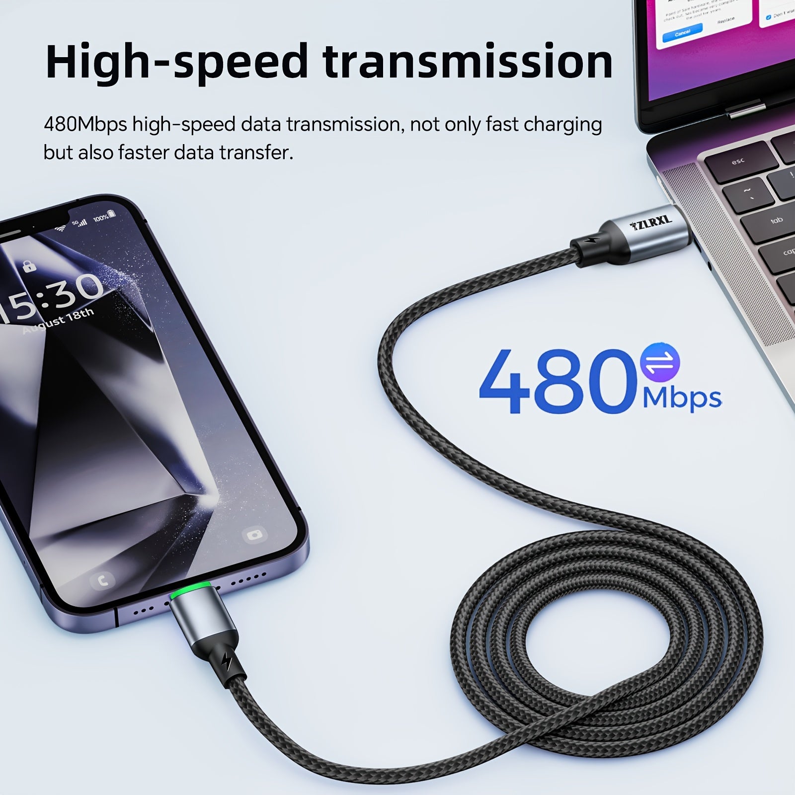 type c 100w nylon braided super fast charging data cable