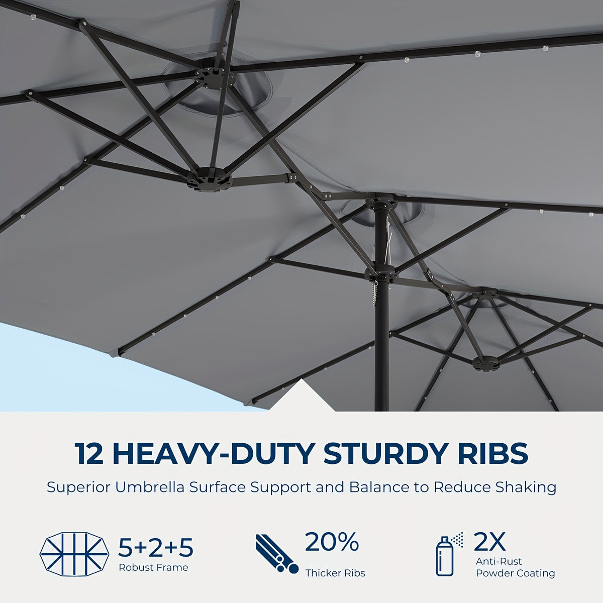 15ft outdoor double sided patio umbrella   solar led