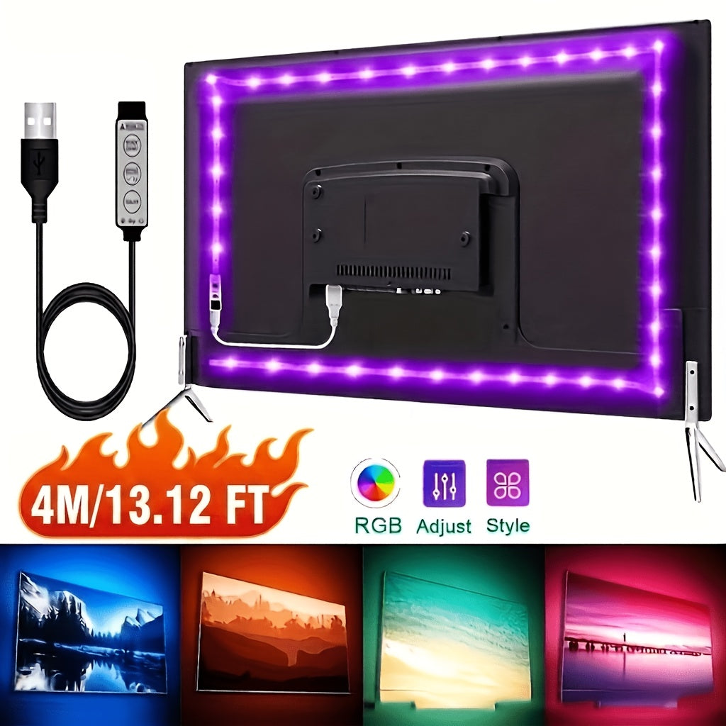 1 5m led tv background light strip three button control rgb