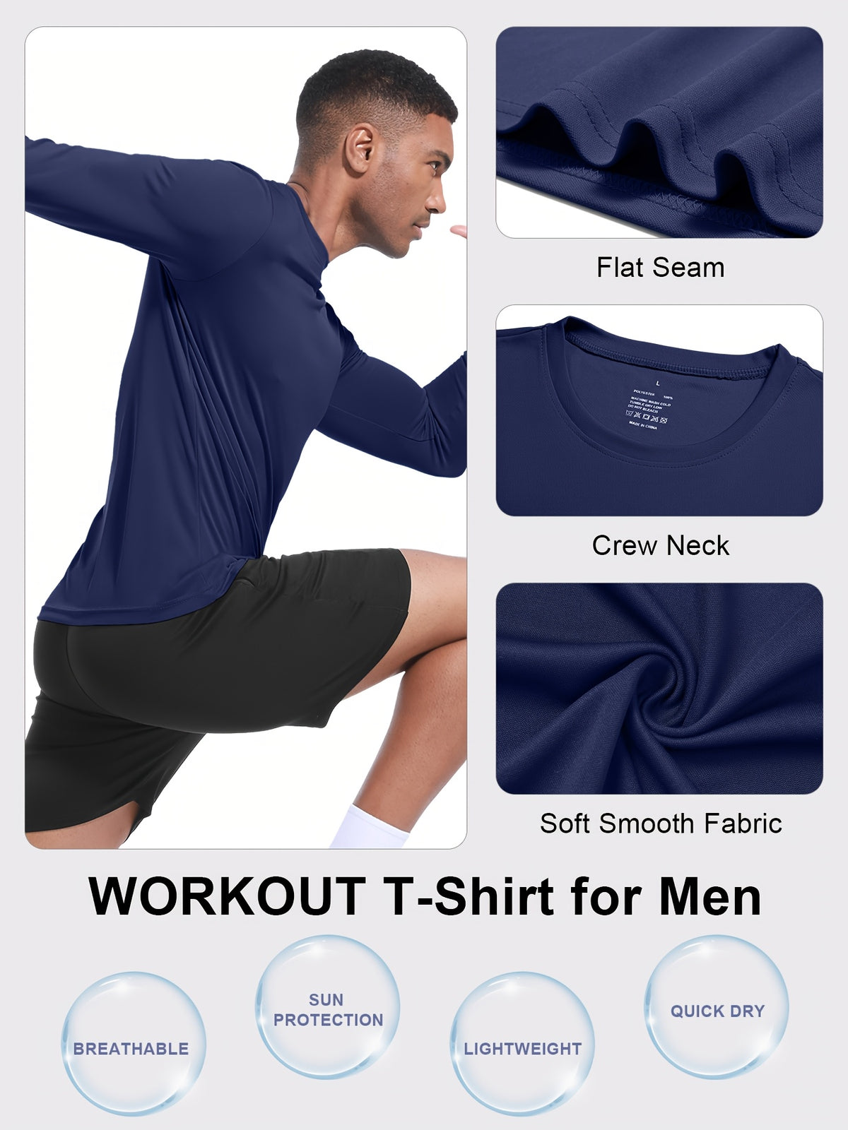 5pcs mens quick drying breathable long sleeve sports t