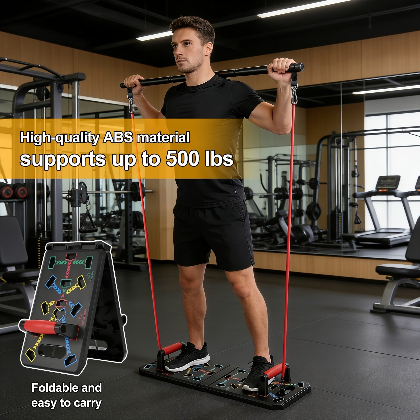 push board pilates bar   band ab roller foldable