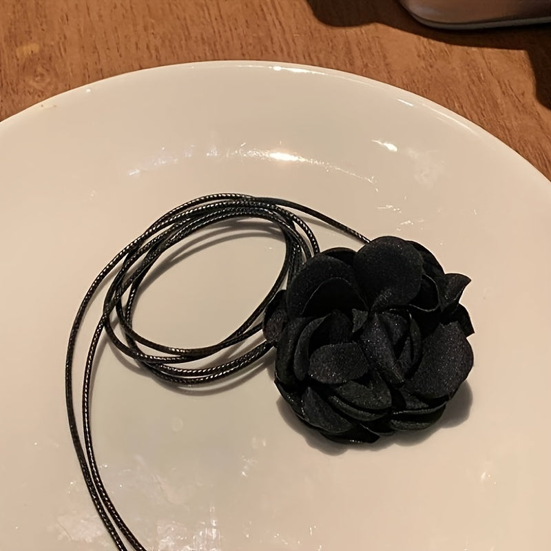 2pcs black white flower necklaces rose choker neckbands