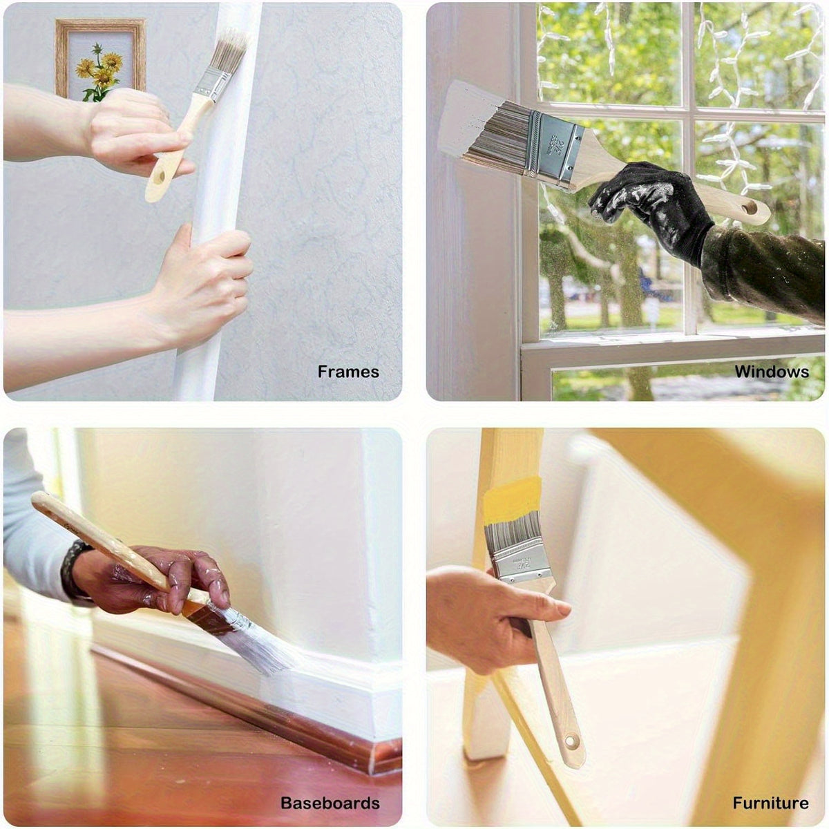 5pcs paintbrush set tapered synthetic bristles wooden