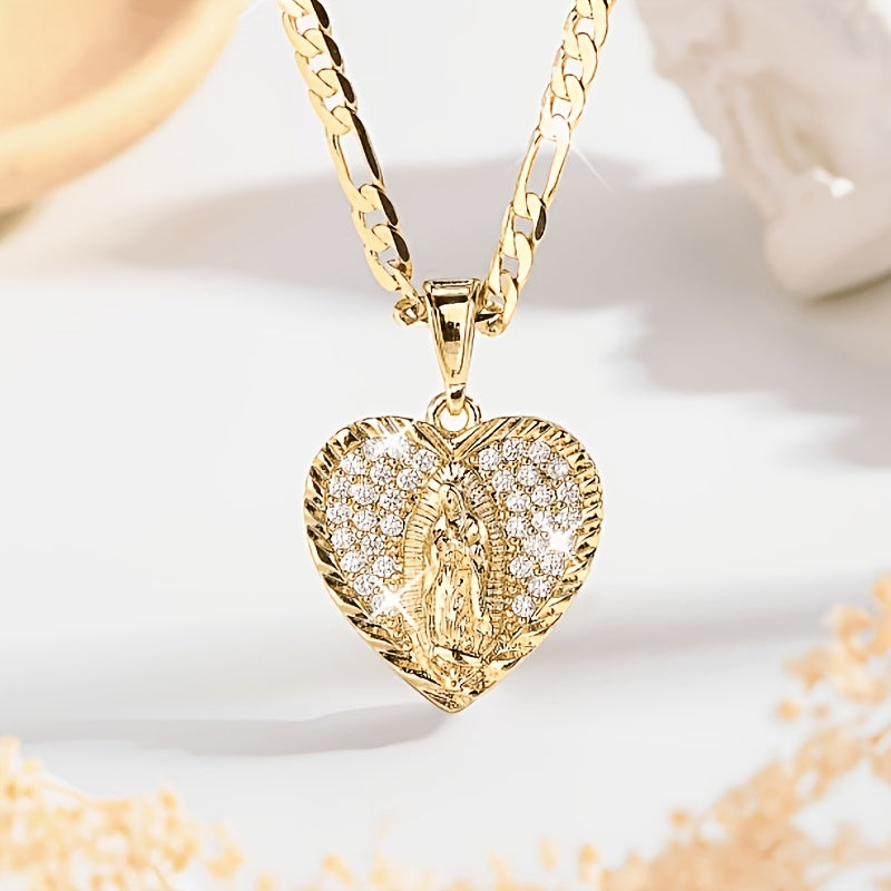 fashionable luxurious heart shaped lady guadalupe pendant