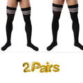 mens velvet striped knee socks   xl football
