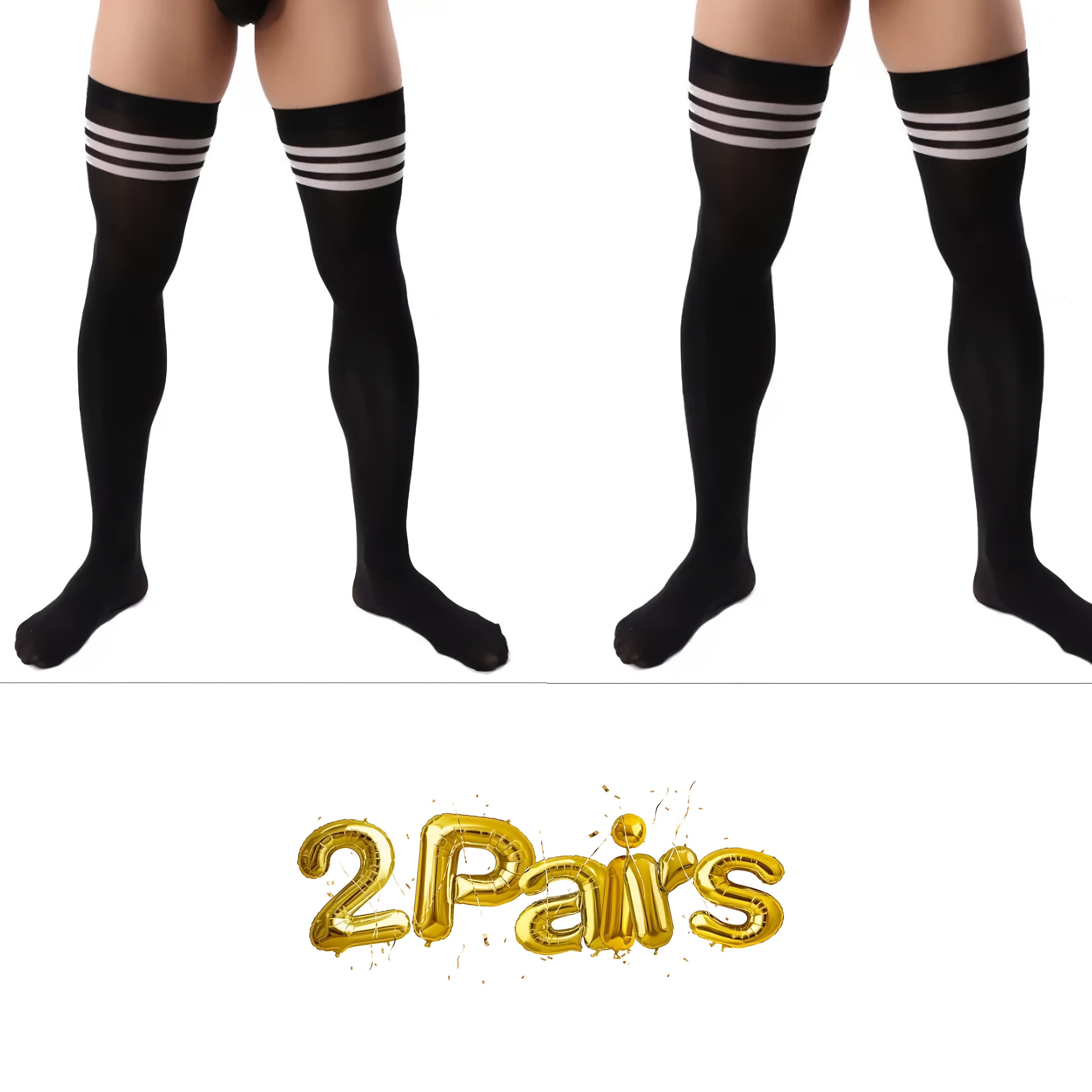 mens velvet striped knee socks   xl football