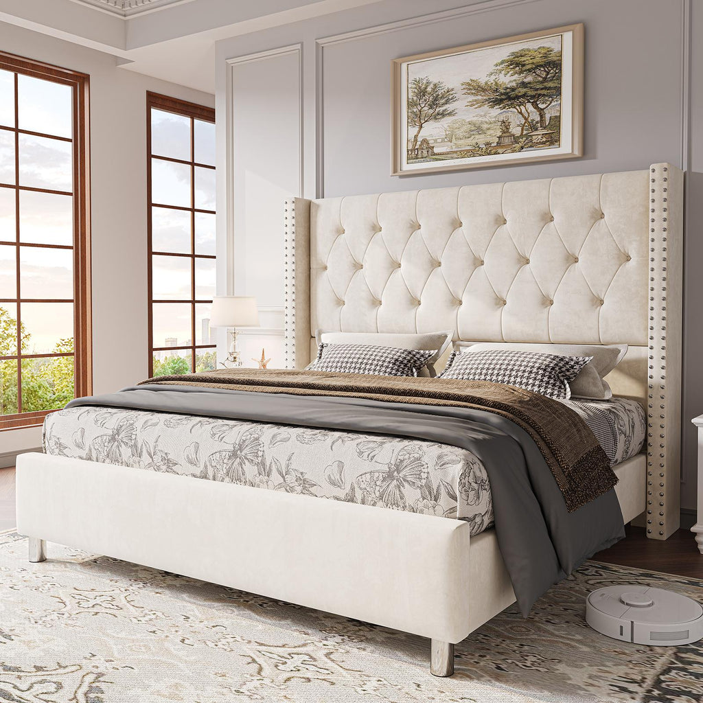 upholstered platform bed frame 50 inch velvet