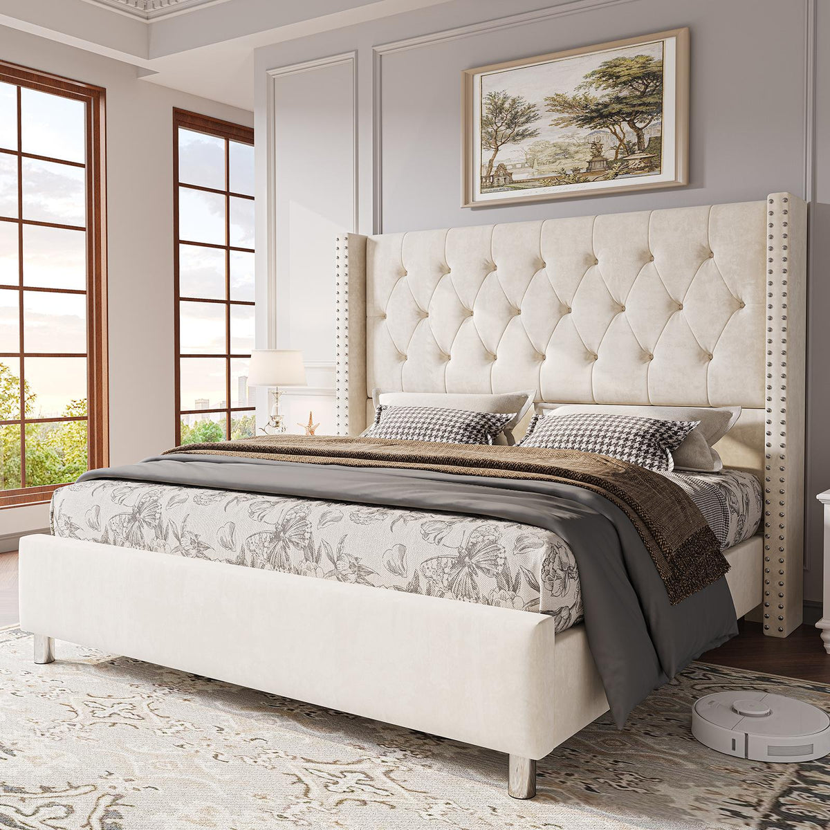 upholstered platform bed frame 50 inch velvet