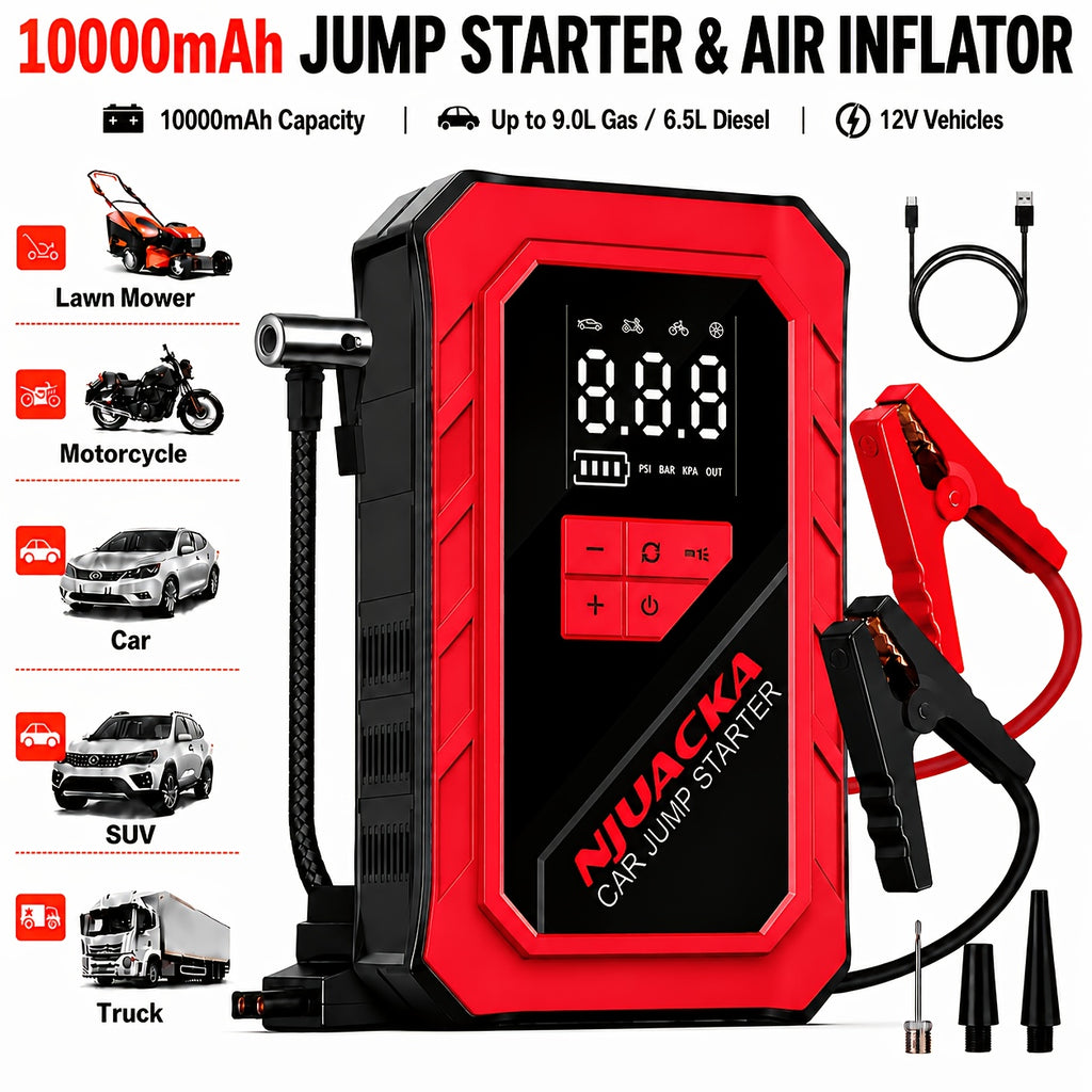 15000a 8 in 1 portable car jump starter air compressor 150
