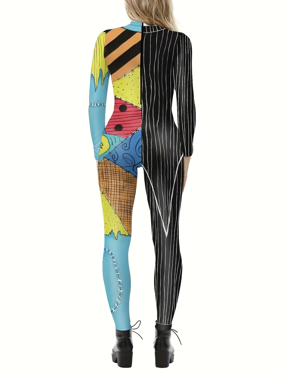 6131 fashion print party jumpsuit cosplay print long sleeve