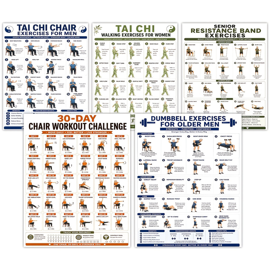 5   workout posters 8x10  exercises tai