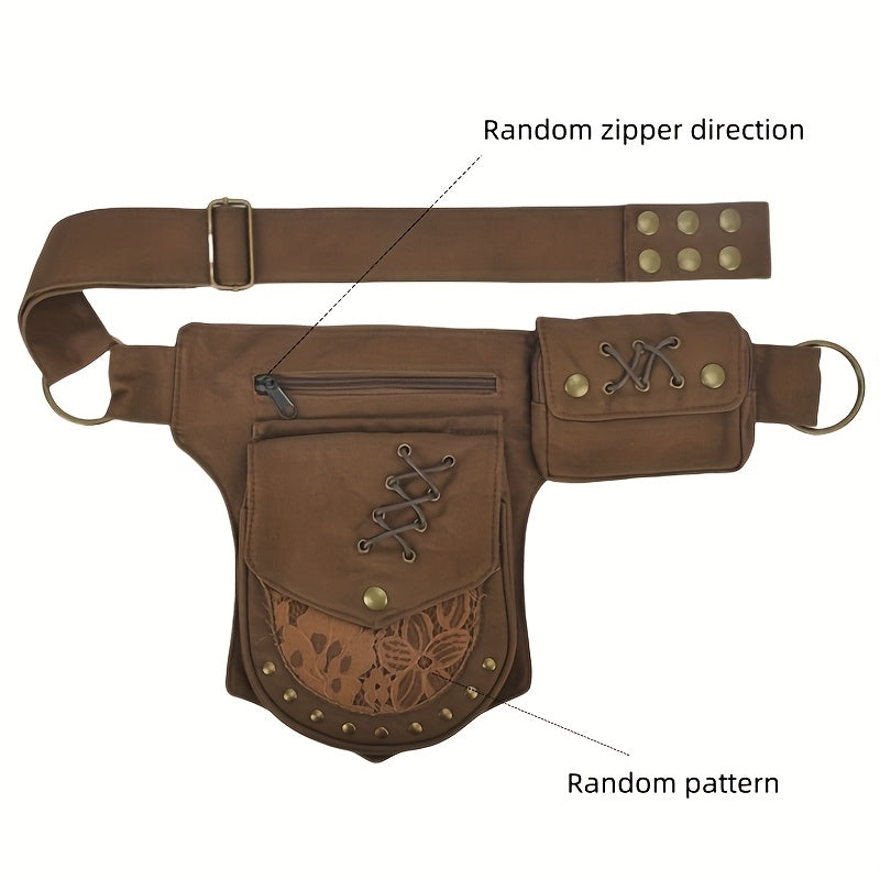 fashionable retro studded outdoor casual waist bag women
