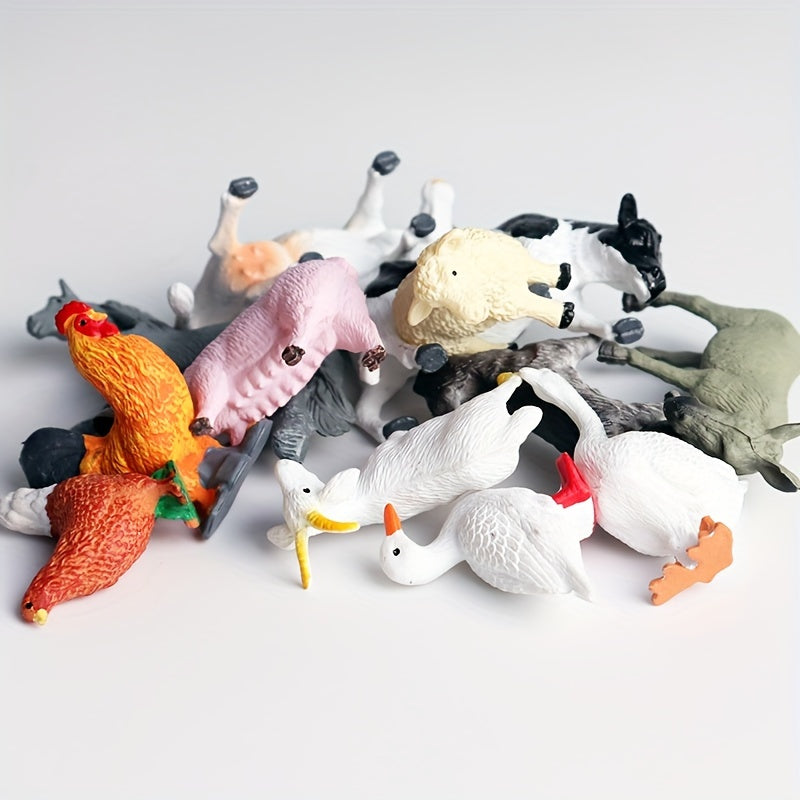 12pcs miniature farm animal simulation models including mini