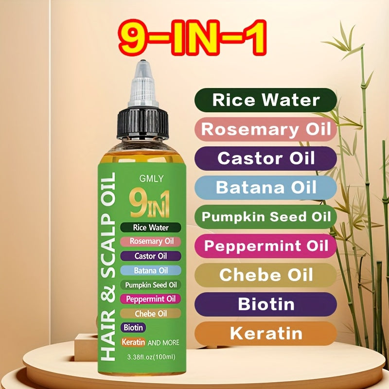 9 in 1 hair oil rice water rosemary oil castor oil batana