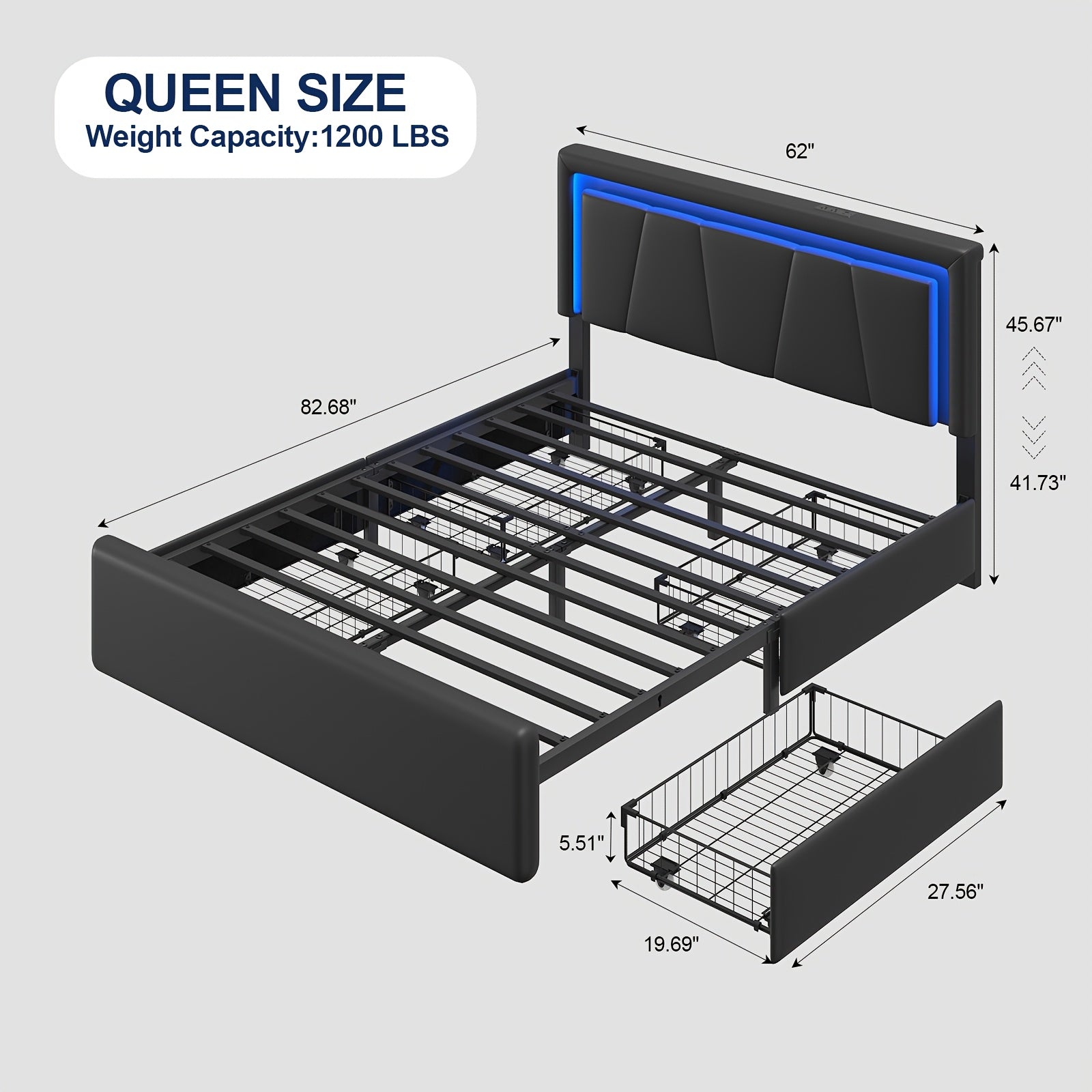 upholstered platform bed frame 4 storage drawers twin full