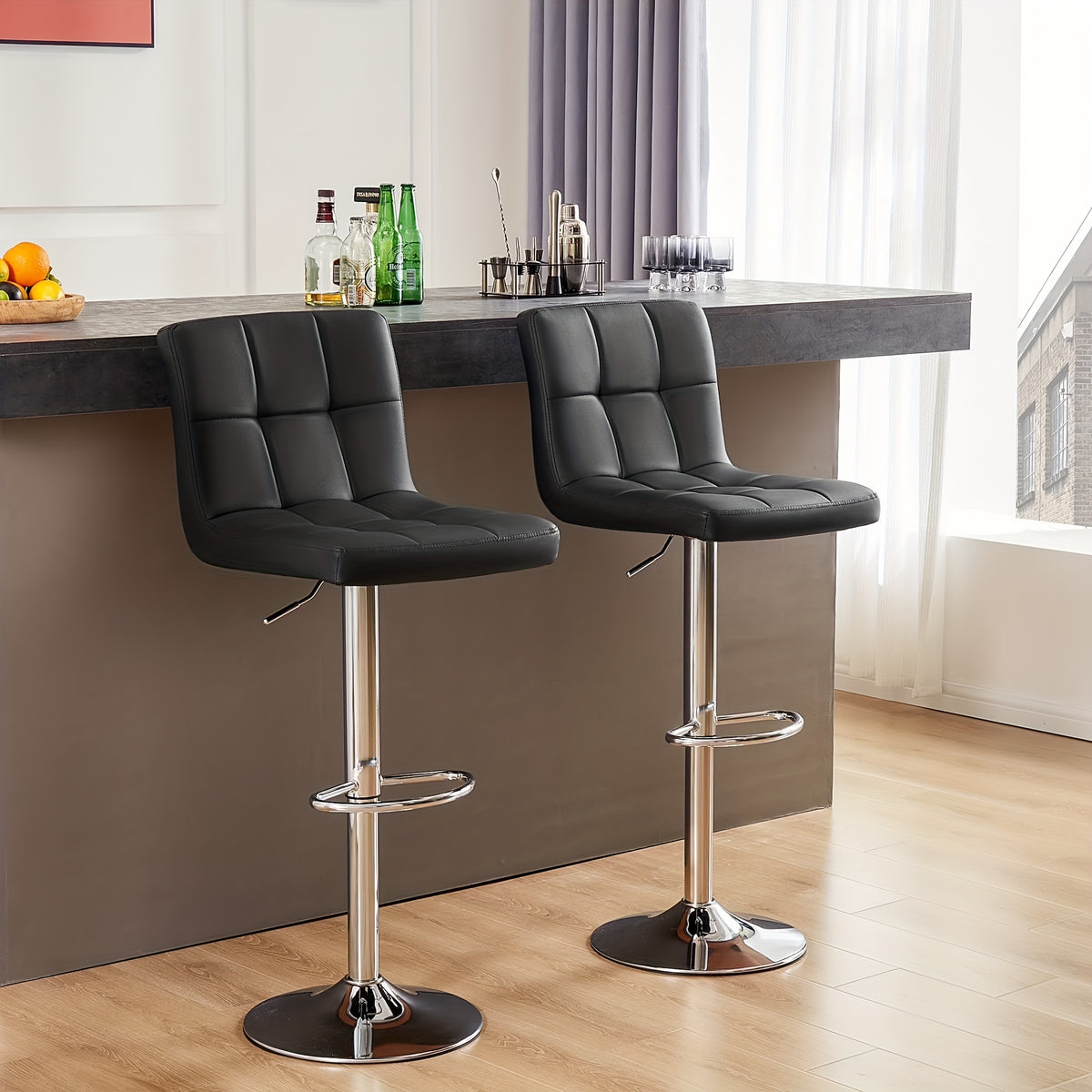 adjustable armless swivel bar stools set hydraulic pu