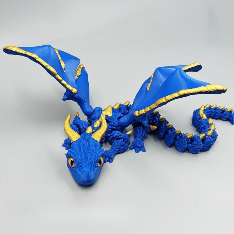 3d printed dual horned dragon statue flexi wings