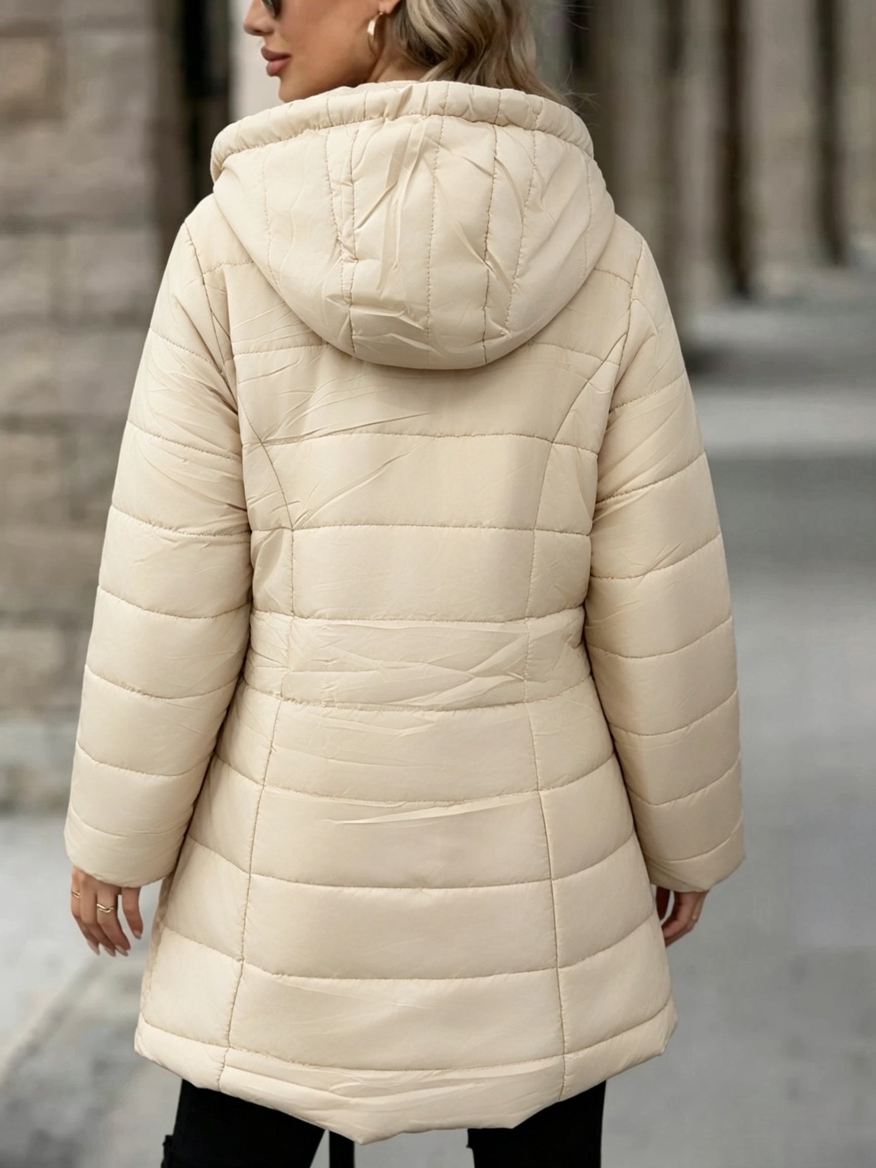 winter new   length fleece lined warm loose womens hooded