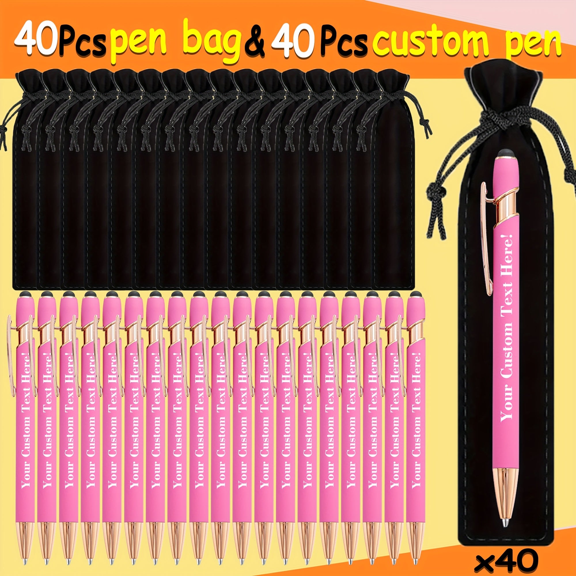 set 80 custom engraved ballpoint pens including a pen case