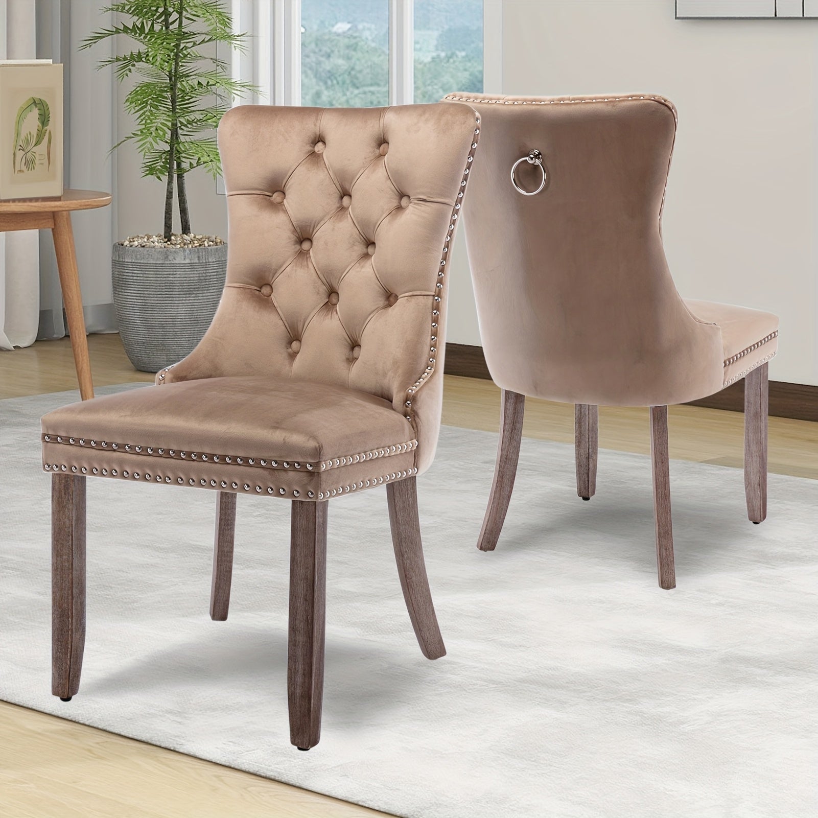 velvet upholstered dining chairs set 2 wingback dining room