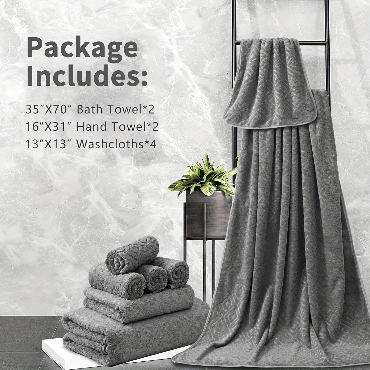 8pcs extra large bath towel ultra soft thick bath towel