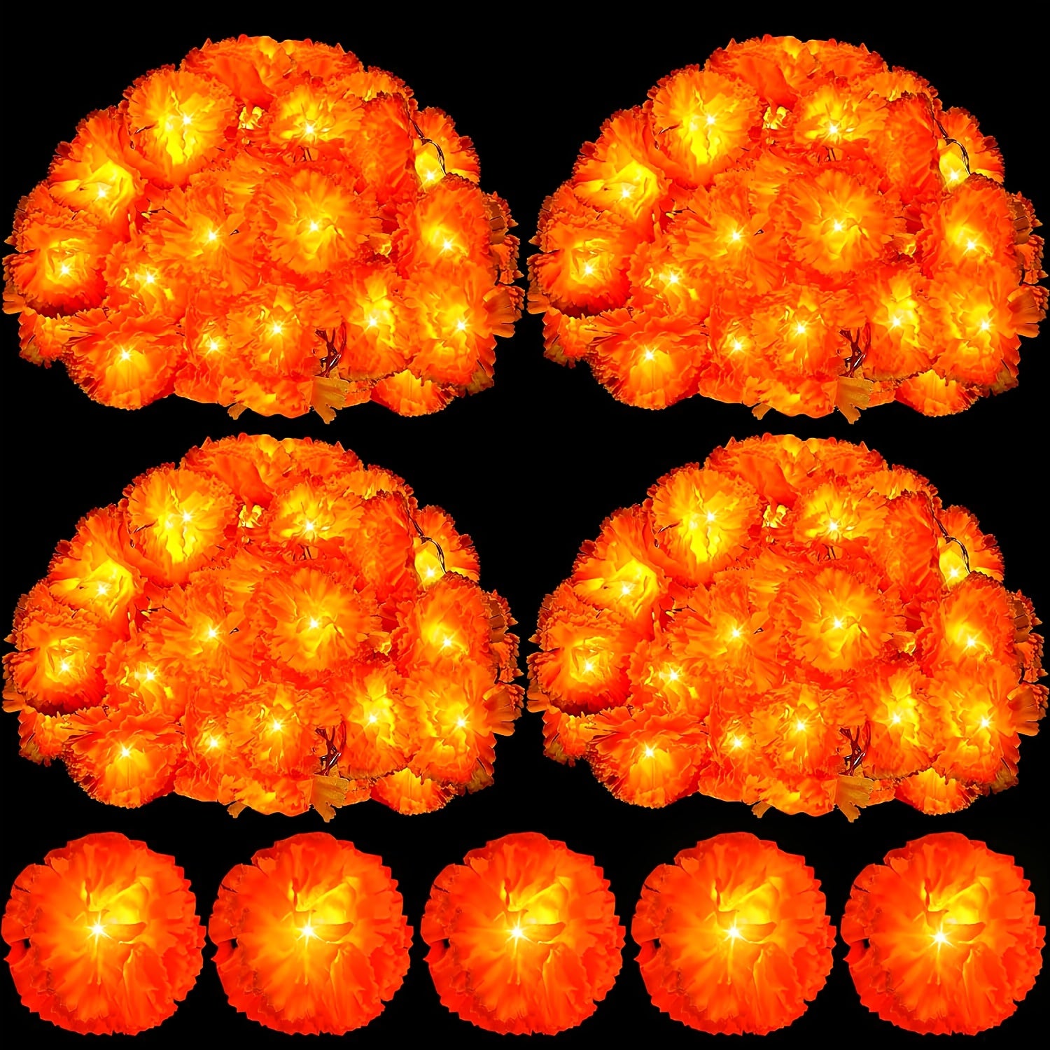 1 string orange marigold wreath string lights suitable