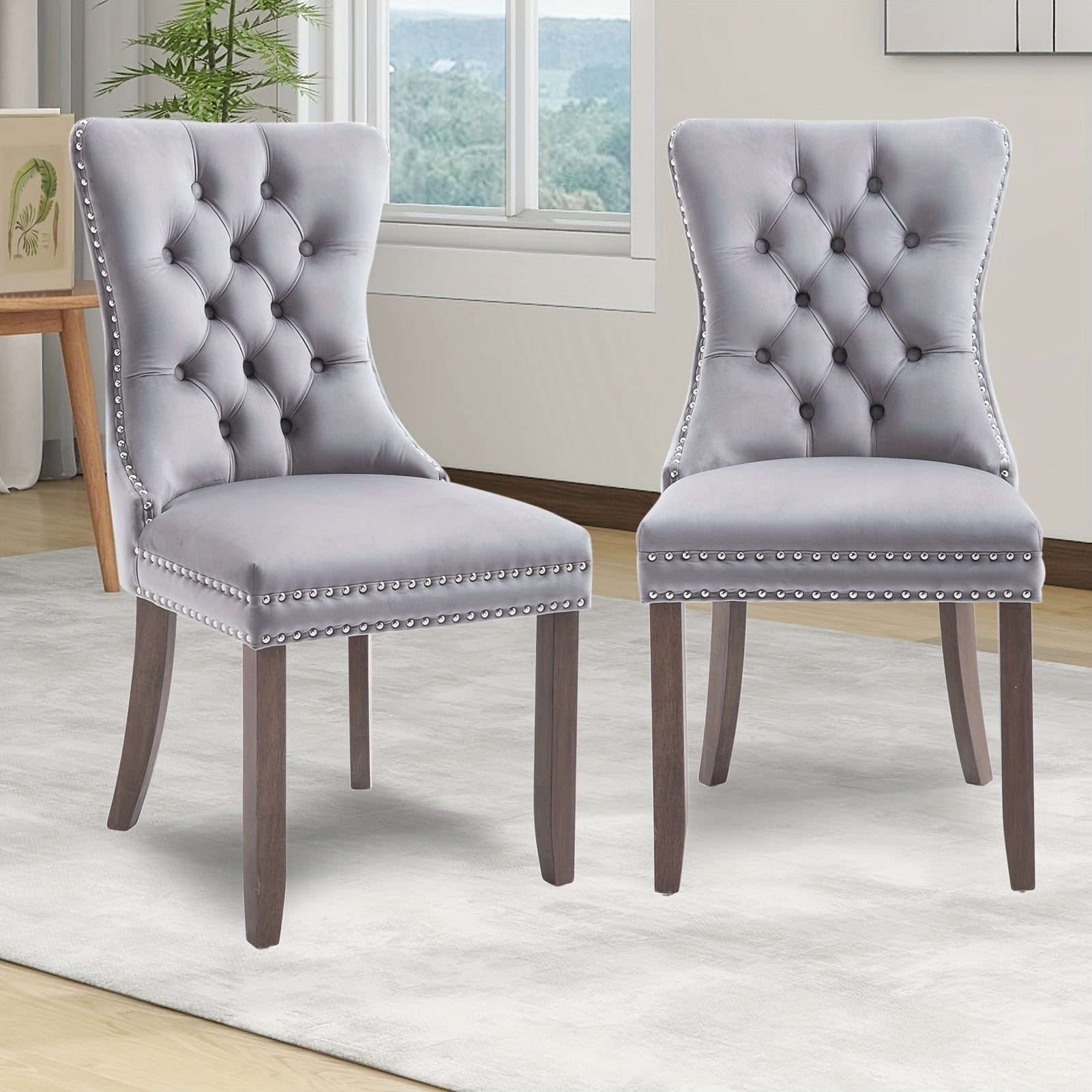 velvet upholstered dining chairs set 2 wingback dining room