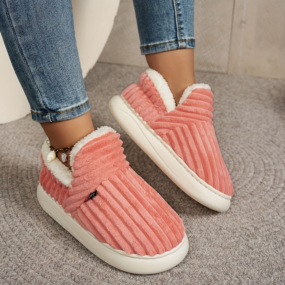 fashionable   warm fleece lined slippers casual