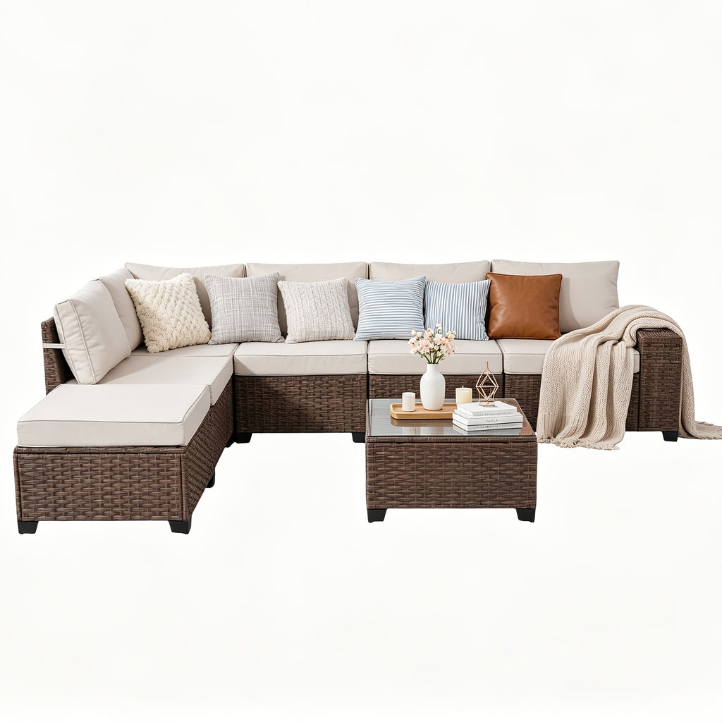 7pcs 5pcs outdoor patio furniture sectional sofa