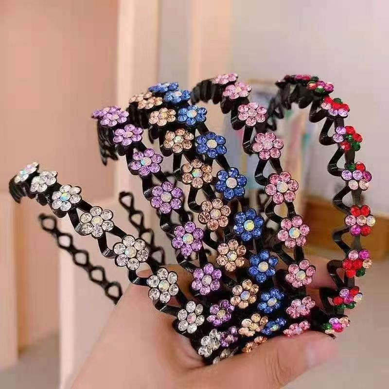 4pcs womens hair tie hair rope inlaid rhinestones beaded
