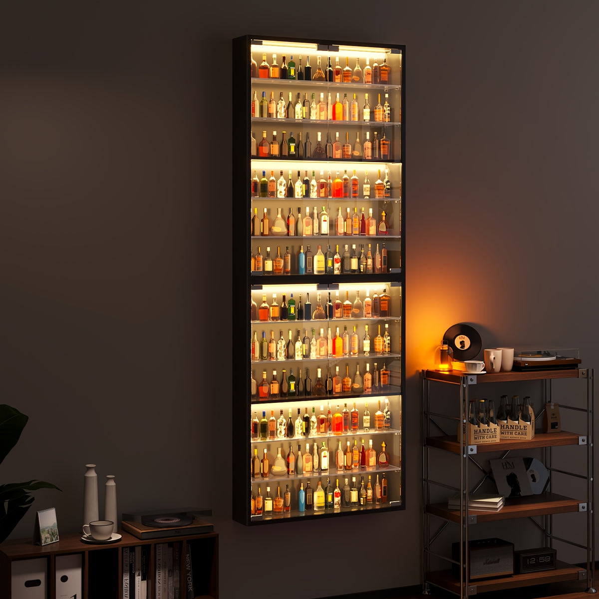 1pc wall mounted glass display cabinet 6 tier small display