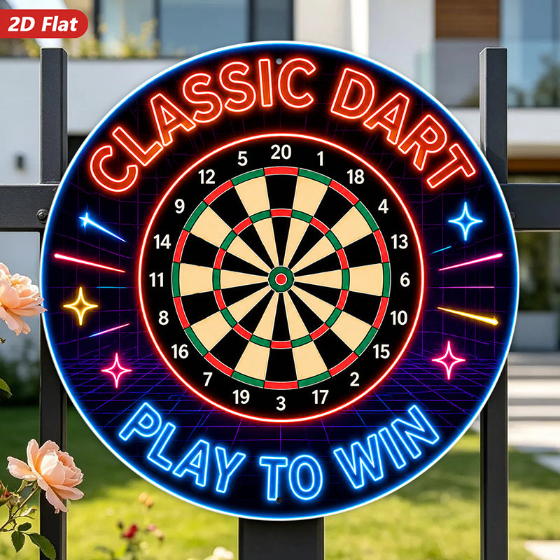 2d flat 1pc retro   game wall sign round dartboard