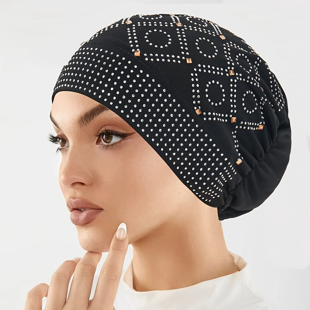 womens fashionable encrusted headscarf hat   hat