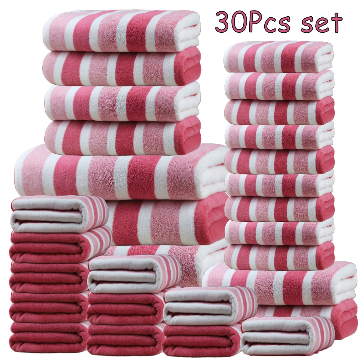 30pcs large wide   towel set quick