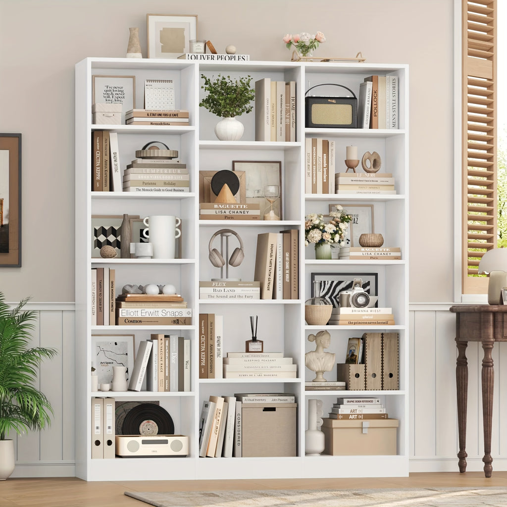fultru triple wide bookshelf 6 tier large bookshelf bookcase