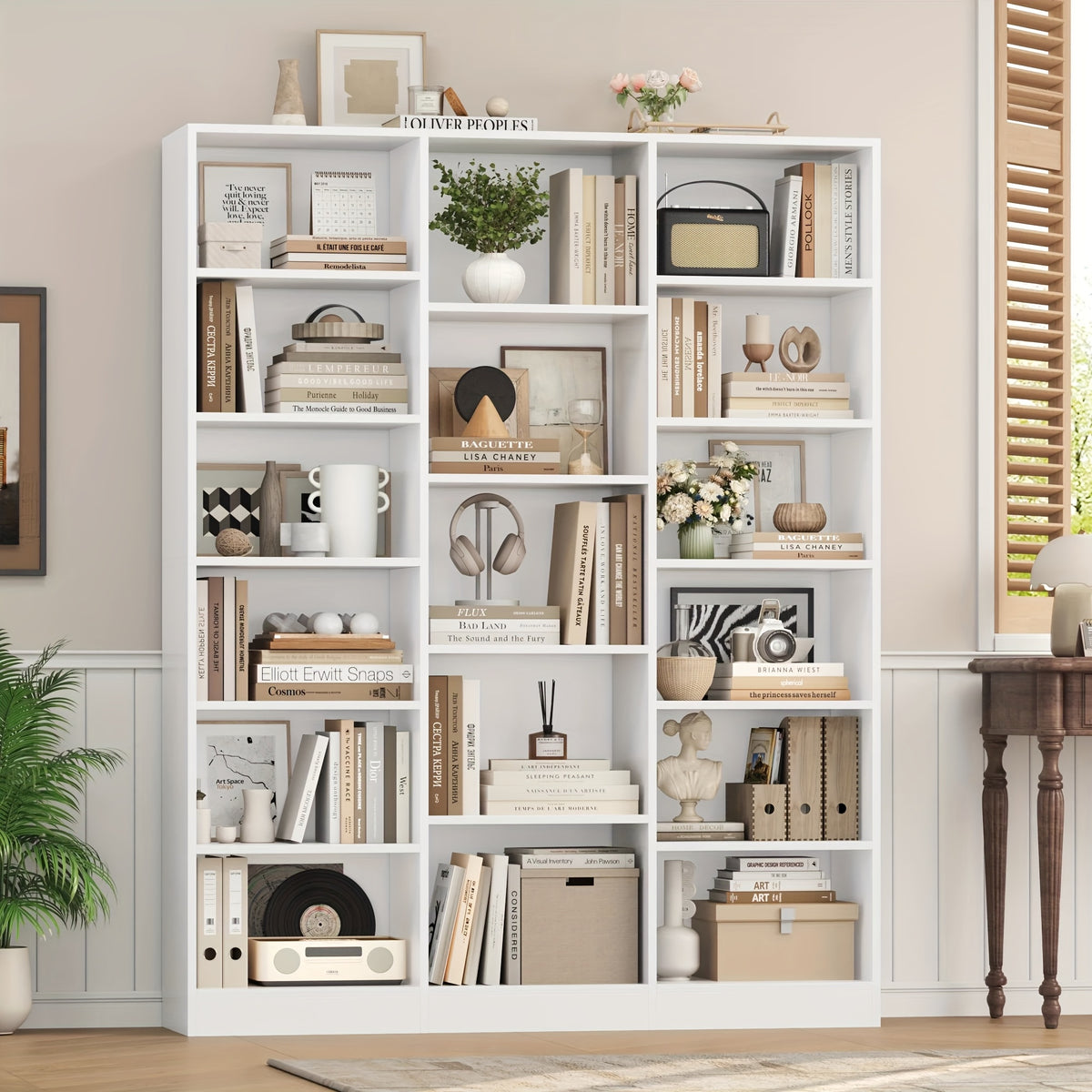 fultru triple wide bookshelf 6 tier large bookshelf bookcase