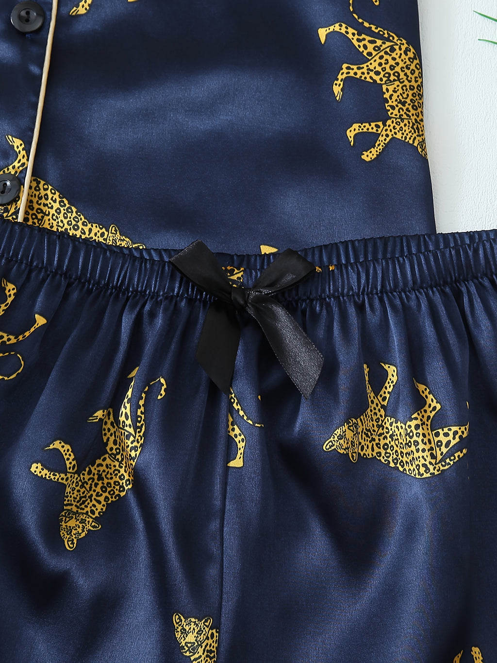 satin leopard print womens pajama set | temu Temu