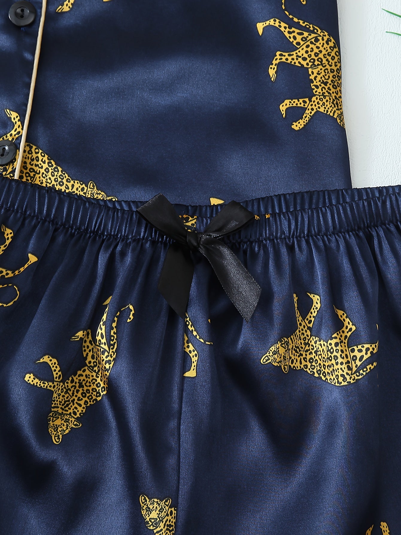 satin leopard print womens pajama set | temu Temu