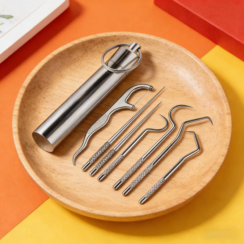 a set 8 stainless steel toothpick suit bracket reusable