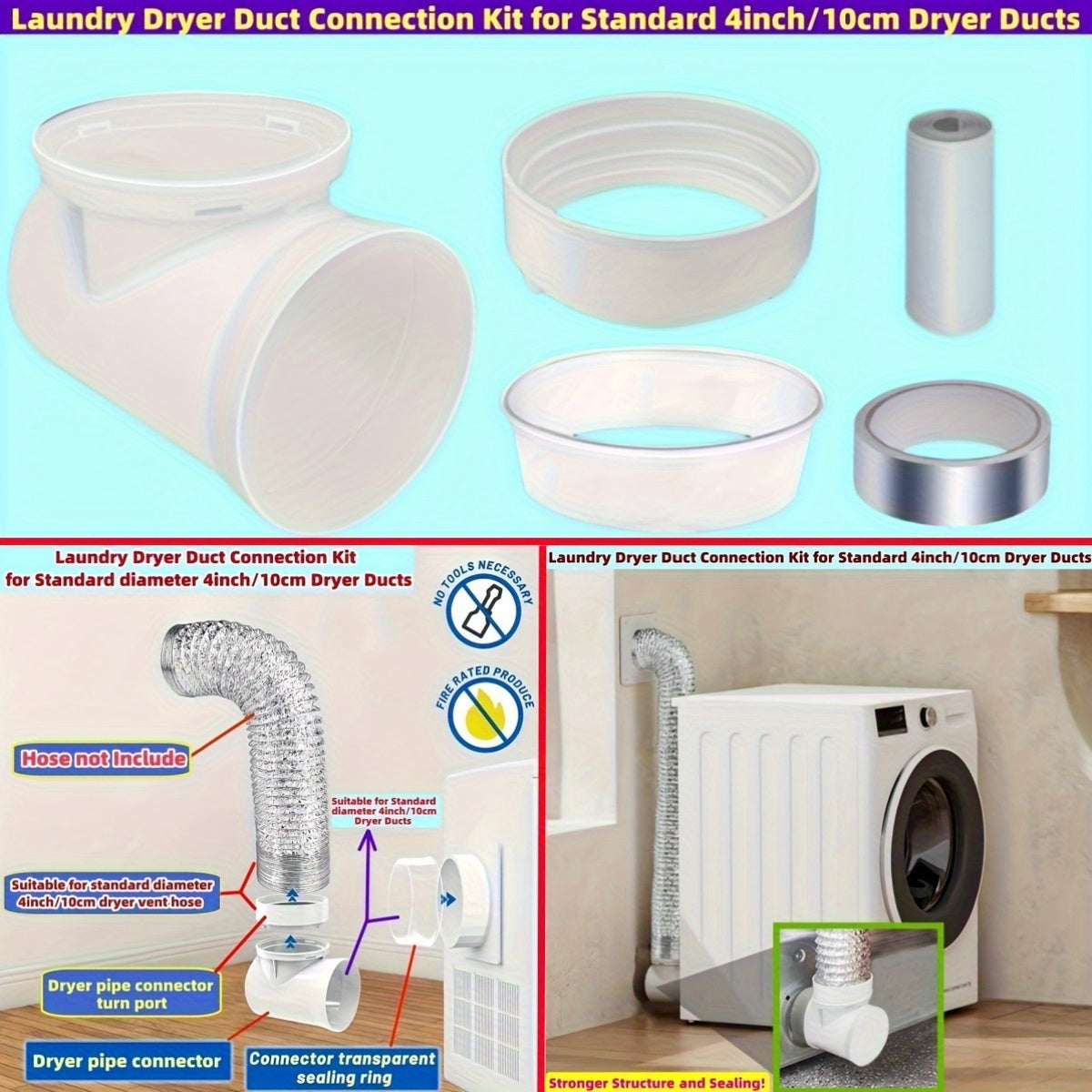 laundry dryer duct connection kit suitable standard 4inch