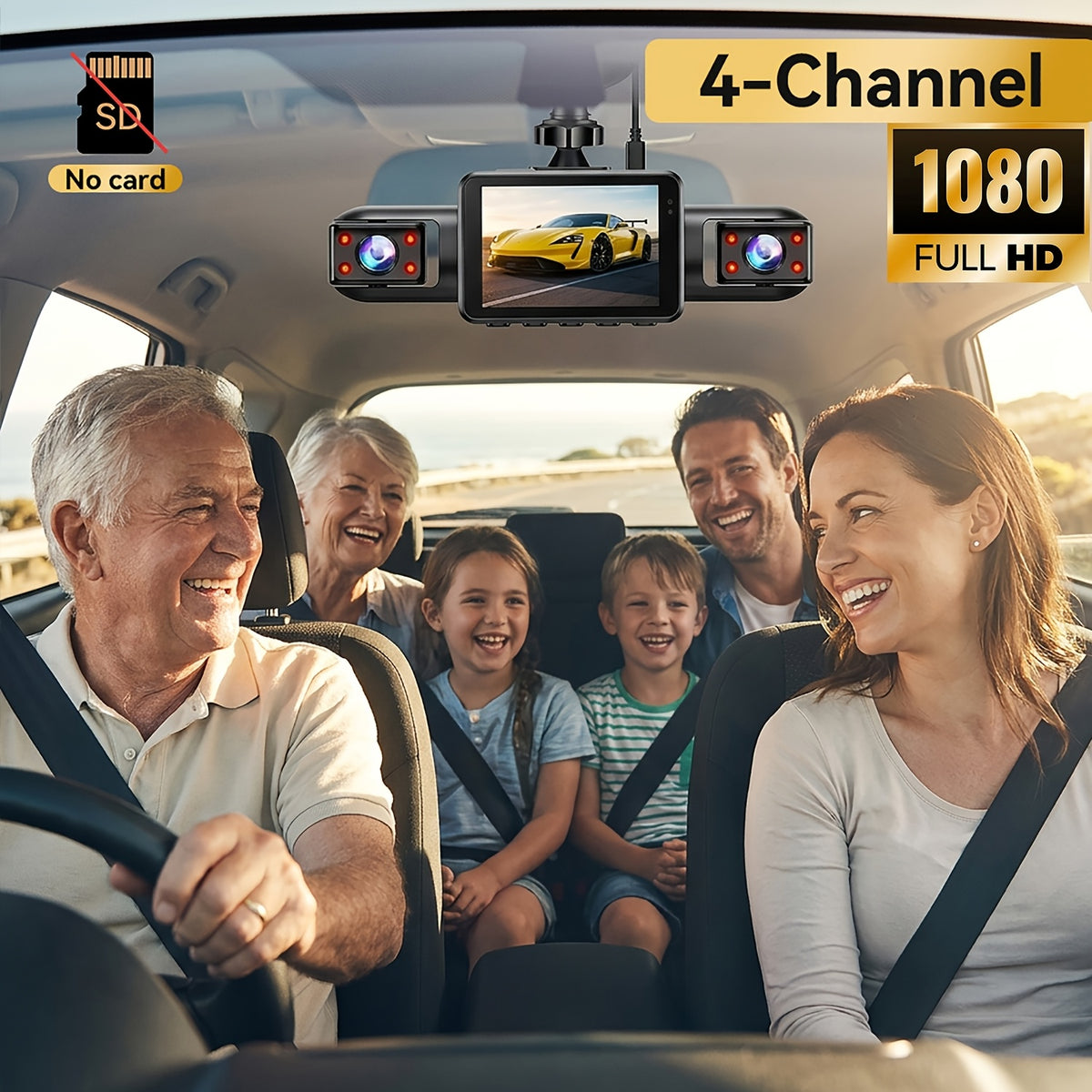 multi angle dash cam four lenses front rear   1080p