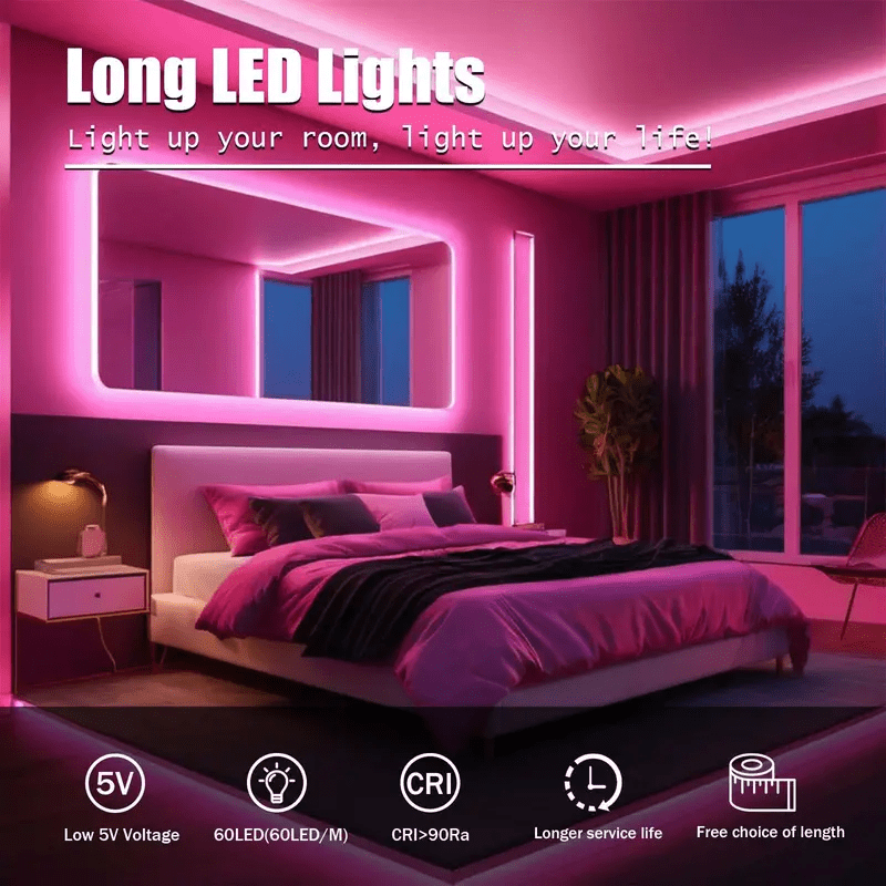 2m pink led light strip interior decoration