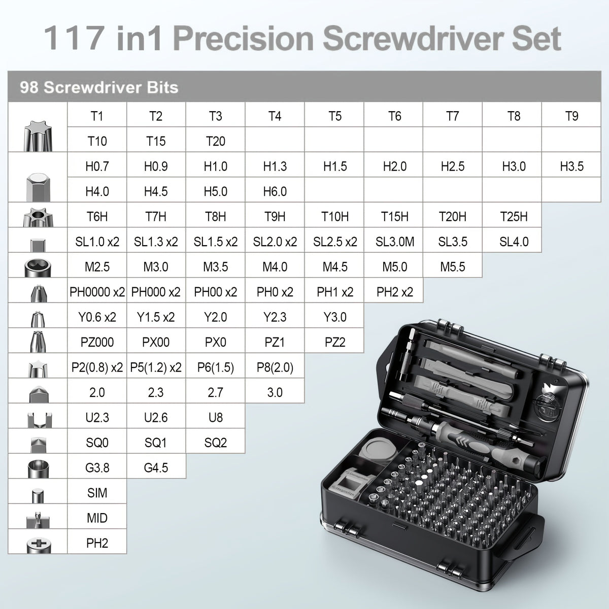 117 in 1 small precision screwdriver set magnetic repair