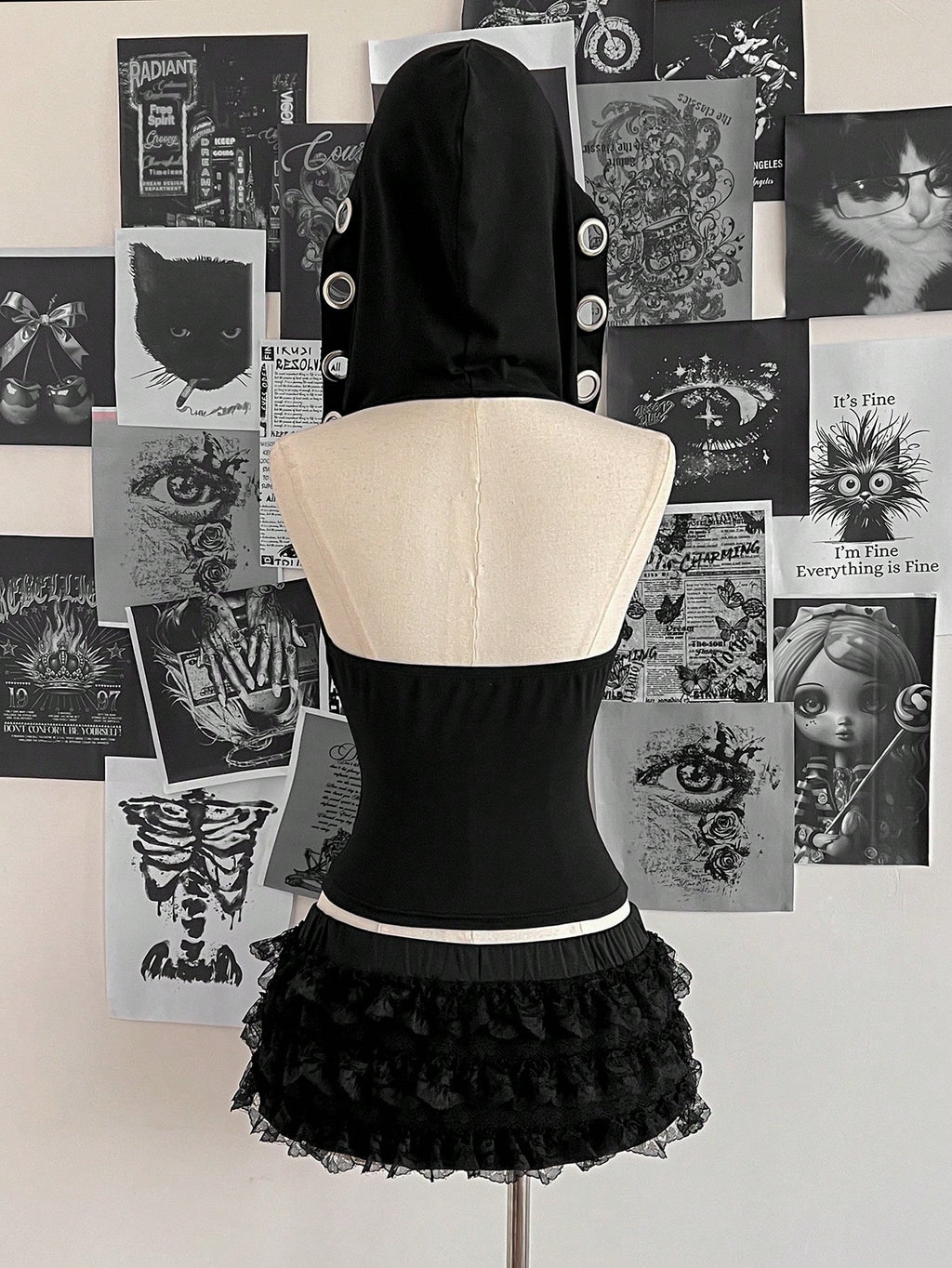hooded halterneck vest
